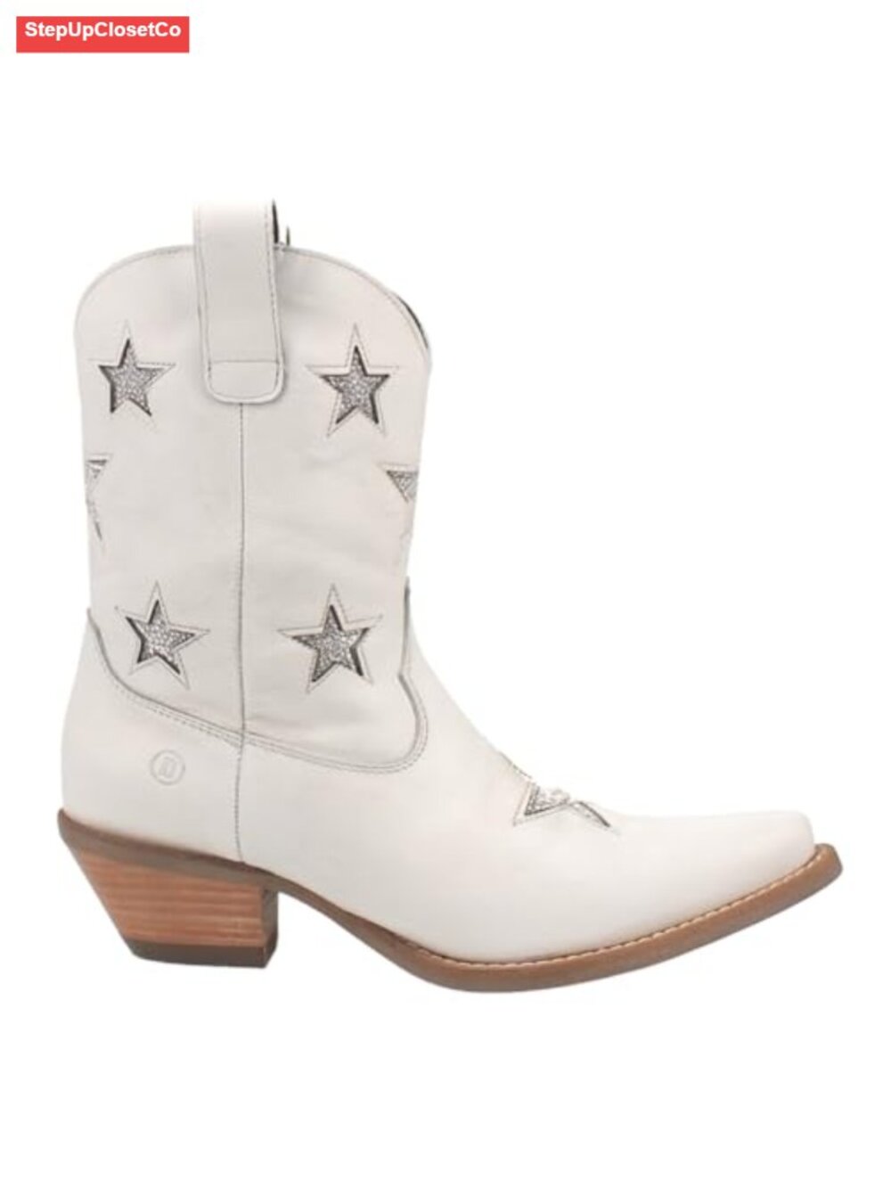 Leather Shaft Pull-On Western Ankle Boots
